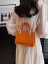 Mini Square Bag Orange Double Handle