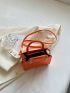 Mini Square Bag Orange Double Handle