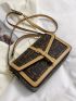 Small Square Bag Letter Pattern Colorblock Buckle Decor For Work