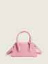 Mini Crocodile Embossed Pink Double Handle Square Bag for Women