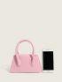 Mini Crocodile Embossed Pink Double Handle Square Bag for Women