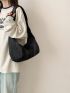 Black Hobo Bag Minimalist Large Capacity For Daily