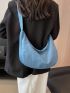 Denim Hobo Bag Black Large Capacity Adjustable Strap For Daily