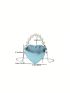 Mini Novelty Bag Crocodile Embossed Heart Design Pearl Decor