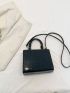 Crocodile Embossed Square Bag Black Zipper Front Decor For Daily