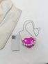 Mini Novelty Bag Faux Pearl Decor Crocodile Embossed Heart Design Metallic PU Funky