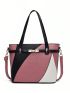 Medium Square Bag Colorblock Metal Decor Double Handle For Daily, Mothers Day Gift For Mom