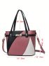 Medium Square Bag Colorblock Metal Decor Double Handle For Daily, Mothers Day Gift For Mom