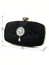 Mini Box Bag Ruched Detail Rhinestone Decor For Party