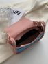 Small Saddle Bag Fashionable Color Block Buckle Decor Flap PU