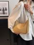 Small Hobo Bag Minimalist Snail & Letter Embossed Zipper PU