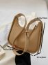 Small Hobo Bag Minimalist Snail & Letter Embossed Zipper PU