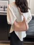 Pink Hobo Bag Minimalist Snail & Letter Embossed Zipper PU