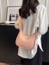 Pink Hobo Bag Minimalist Snail & Letter Embossed Zipper PU