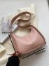 Pink Hobo Bag Minimalist Snail & Letter Embossed Zipper PU