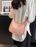 Pink Hobo Bag Minimalist Snail & Letter Embossed Zipper PU