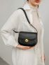 Mini Saddle Bag Black Elegant Flap For Work