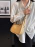 Small Hobo Bag Minimalist Snail & Letter Embossed Zipper PU