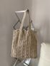 Beige Crochet Bag Vacation Hollow Out Polyester