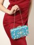 Mini Box Bag Rhinestone Decor Satin Chain Strap