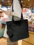 Plain Square Bag With Small Bag Buckle Double Handle High-capacity