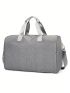 Gray Travel Bag Casual Floral Embroidered Double Handle Zipper