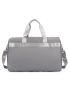 Gray Travel Bag Casual Floral Embroidered Double Handle Zipper