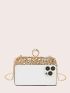 Mini Box Bag Rhinestone Decor Chain Strap For Prom