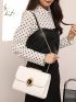 Small Square Bag Fashionable Quilted Detail Magnet Flap Chain PU