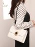 Small Square Bag Fashionable Quilted Detail Magnet Flap Chain PU