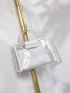 Mini Square Bag With Inner Pouch Minimalist Transparent Double Handle Chain, Clear Bag