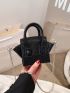 Mini Novelty Bag Snakeskin Embossed Chain Double Handle Black PU