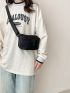 Mini Fanny Pack With Zipper Black Polyester