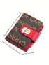 Letter Graphic Small Wallet Trifold Turn Lock PU