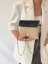 Mini Straw Bag Vacation Two Tone Flap Chain Paper