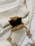 Mini Square Bag Crocodile Embossed Top Handle Chain Strap