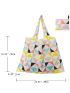 Oversized Shopper Bag Geometric Pattern Foldable Double Handle Nylon