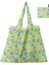 Oversized Shopper Bag Tropical Leaf Print Foldable Double Handle Nylon