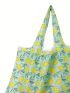 Oversized Shopper Bag Tropical Leaf Print Foldable Double Handle Nylon