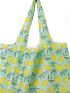 Oversized Shopper Bag Tropical Leaf Print Foldable Double Handle Nylon