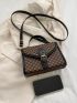 Mini Square Bag Geometric Pattern Buckle Decor Flap PU