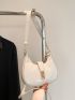 Small Hobo Bag White Snakeskin Embossed Twist Lock PU