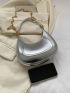 Small Hobo Bag Zipper PU Silver