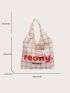 Plaid Pattern Shopper Bag Letter Graphic