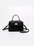 PU Square Bag Turn-lock Mini Black