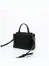 PU Square Bag Turn-lock Mini Black