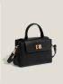 PU Square Bag Turn-lock Mini Black