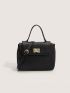 PU Square Bag Turn-lock Mini Black