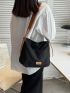 Letter Patch Decor Shoulder Bag