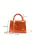 Mini Square Bag Crocodile Embossed Top Handle